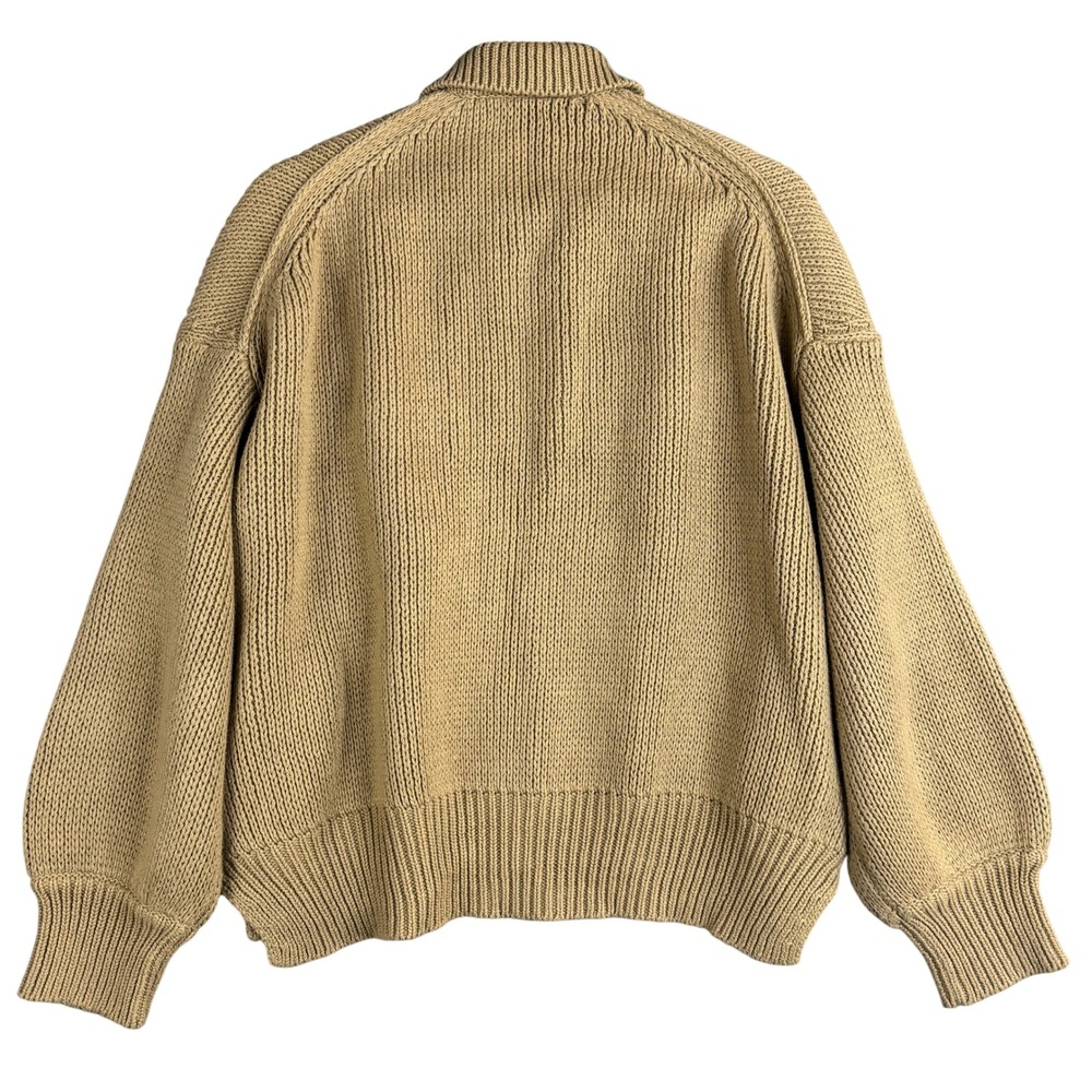 Alex Mill Wallace Sweater Jacket XL Vintage Khaki Chunky Ribbed Cotton Full Zip - Picture 2 of 8